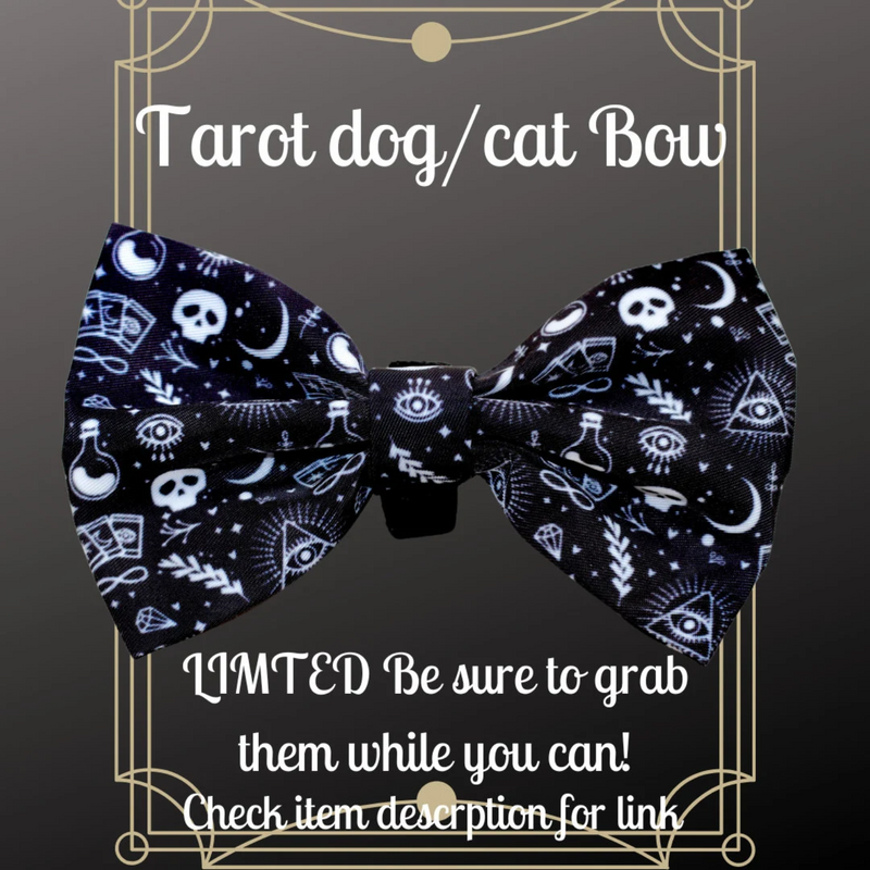 Tarot Card Pet Bandana for Dogs & Cats Clip-On Witchy Spooky Skull Moon Goth Halloween 