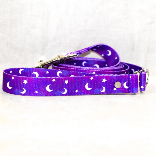 Galaxy Space Pet Leash for Dogs & Cats Moon Star Celestial Nylon Pink Purple
