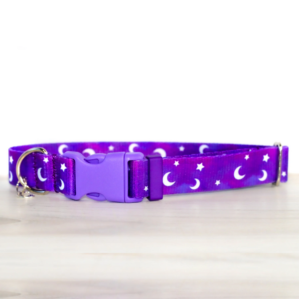 Galaxy Space Pet Collar for Dogs & Cats Moon Star Celestial Polyester Pink Purple