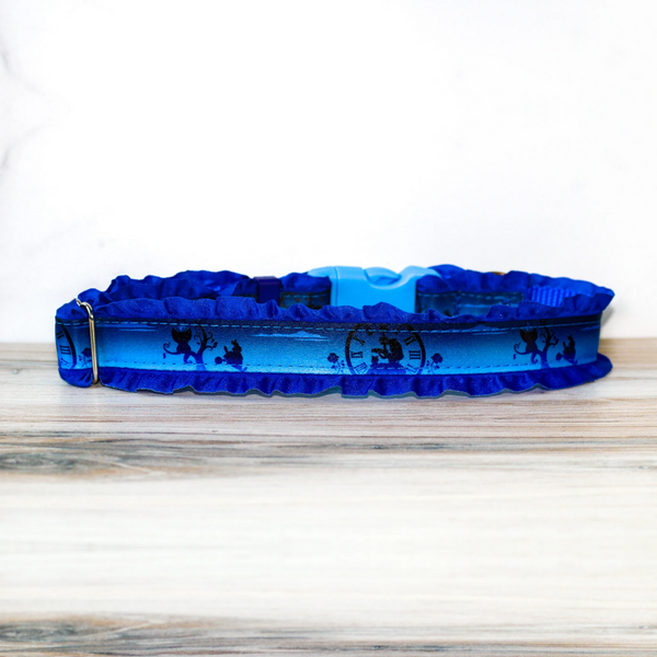 Alice in Wonderland Themed Pet Collar for Dogs and Cats Handmade Decorative Polyester