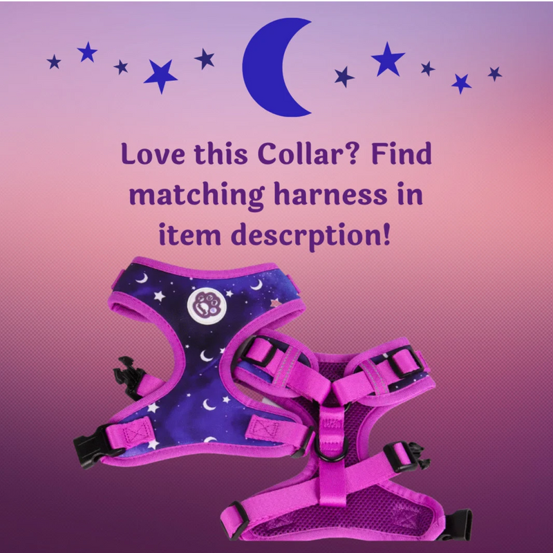 Midnight Moon Pet Collar for Dogs & Cats Galaxy Space Star Celestial Nylon