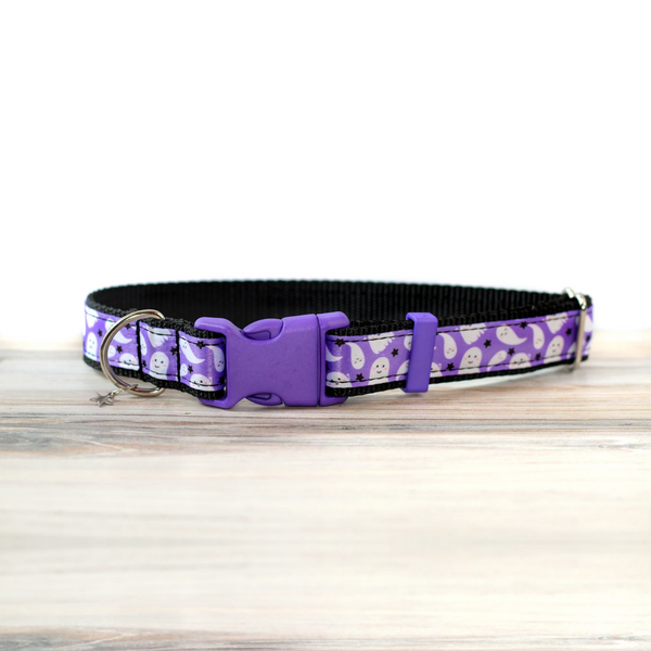 Ghostie Pet Collar for Dogs & Cats Halloween Ghost Star Purple Spooky