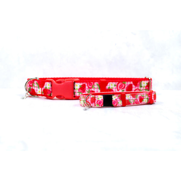 Berry Sweet Strawberry Collar for Dogs & Cats Fruit Red Girly Pet Accessories Summer