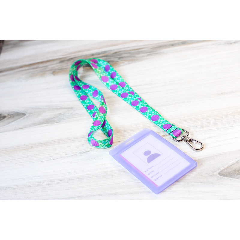 Little Mermaid Lanyard Badge ID Keycard Holder Seashell Polyester