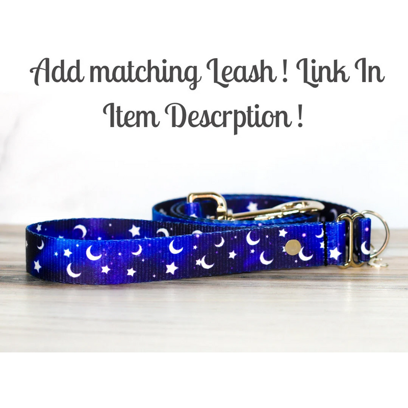 Midnight Moon Pet Collar for Dogs & Cats Galaxy Space Star Celestial Nylon